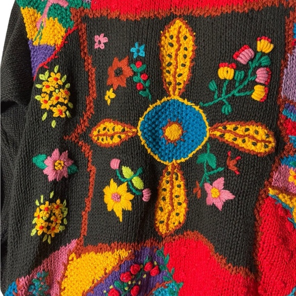 Vintage Empress Womens Chunky Knit Floral Colorful Sweater- size Large - Picture 2 of 5